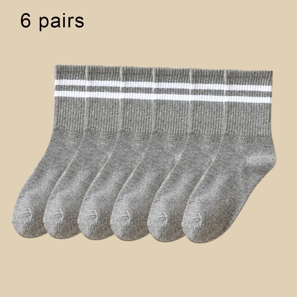 6/12 pares de calcetines medios para mujer Color sólido transpirable cómodo en otoño invierno absorbente de sudor calcetines casuales de deportes: Oro