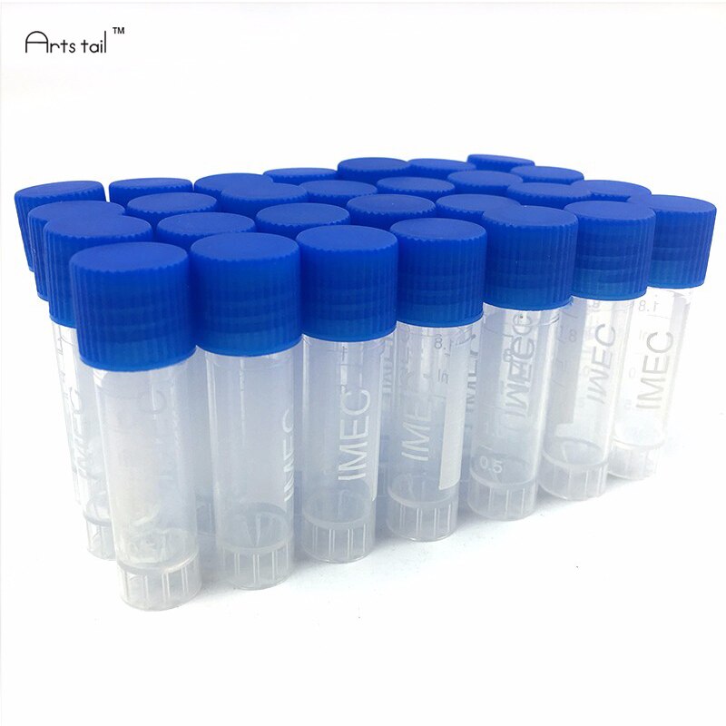 1.8ml Plastic Centrifuge Test Tube Vial Container Self Standing with Blue Screw Cap 100PCS