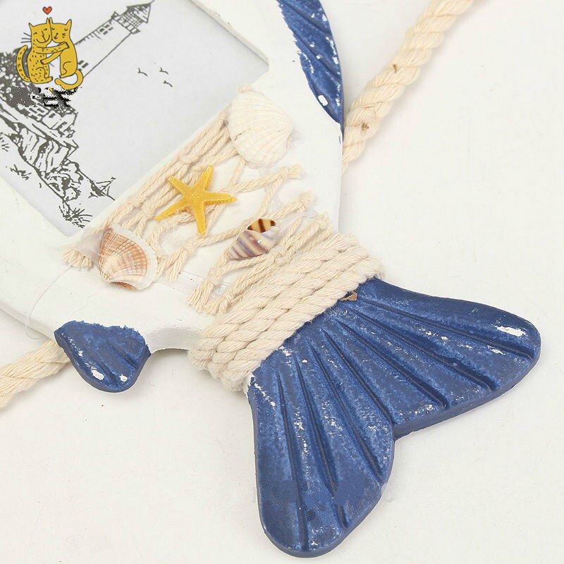 Mediterranean Wall Decoration Wooden Photo Frame Three-link Pictures Frame Starfish Shell Craft Kids Room Decoration Accessories