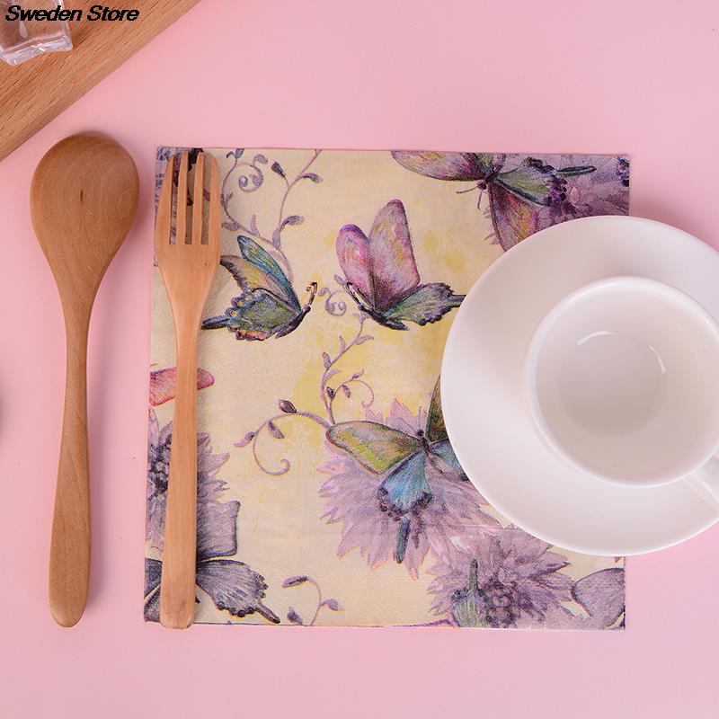 20 Stks/zak Servetten Papier Vlinder Decoupage Servet Papieren Tissue Voor Xmas Wedding Decor Party Tafel Levert