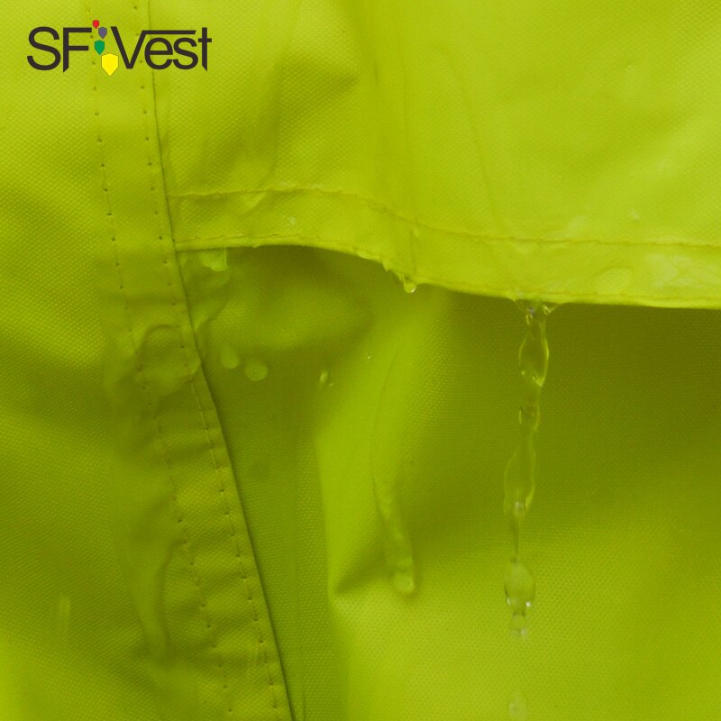 Fluorescent orange Safety Raingear Hi Vis Rainsuit Waterproof Hooded Parka &amp; Pants with reflective tape