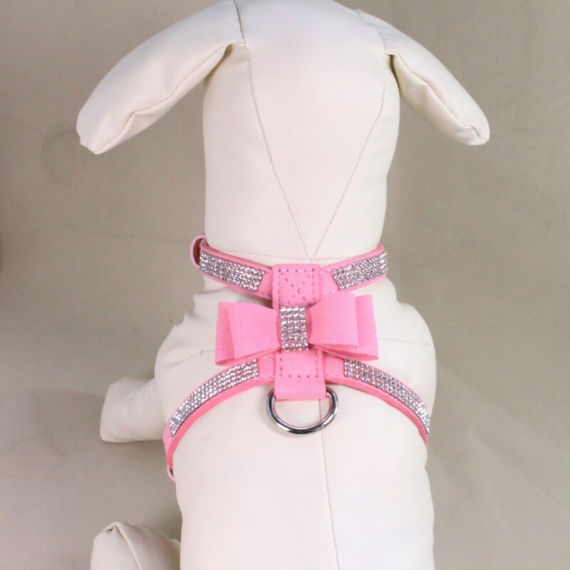 Trela de couro de veludo do chicote de fios do cão do filhote de cachorro do animal de estimação do strass de bling para o gato pequeno do filhote de cachorro chihuahua