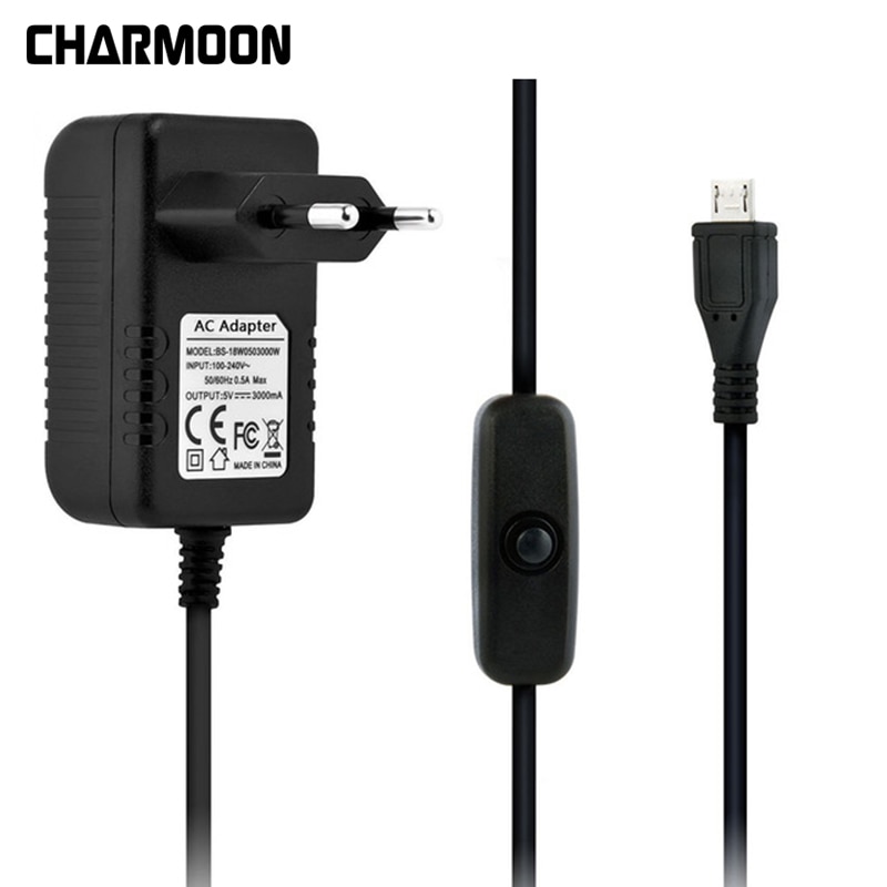 5V 3A For Raspberry Pi 3 B+ Power Supply Micro USB AC Adapter with Power On/Off Switch Switcher EU US UK AU Plug