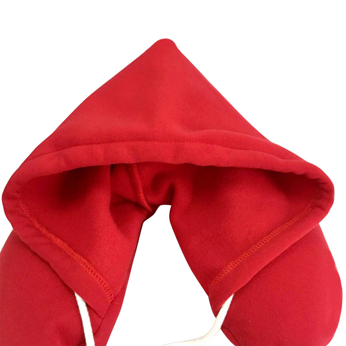 Zachte U Type Nekkussen Hoodie Microfiber Neksteun Kussen Met Trekkoord Reizen Middag Dutje: Red