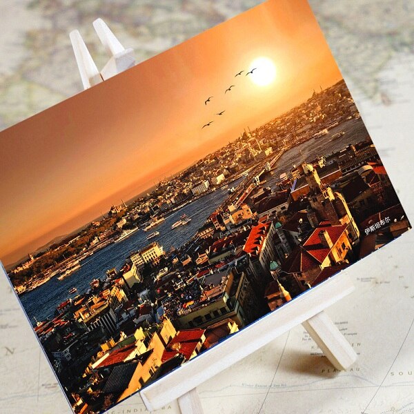 6 feuilles/ensemble charmante ville série paysage urbain carte postale carte de voeux carte de Message carte d'anniversaire: Istanbul
