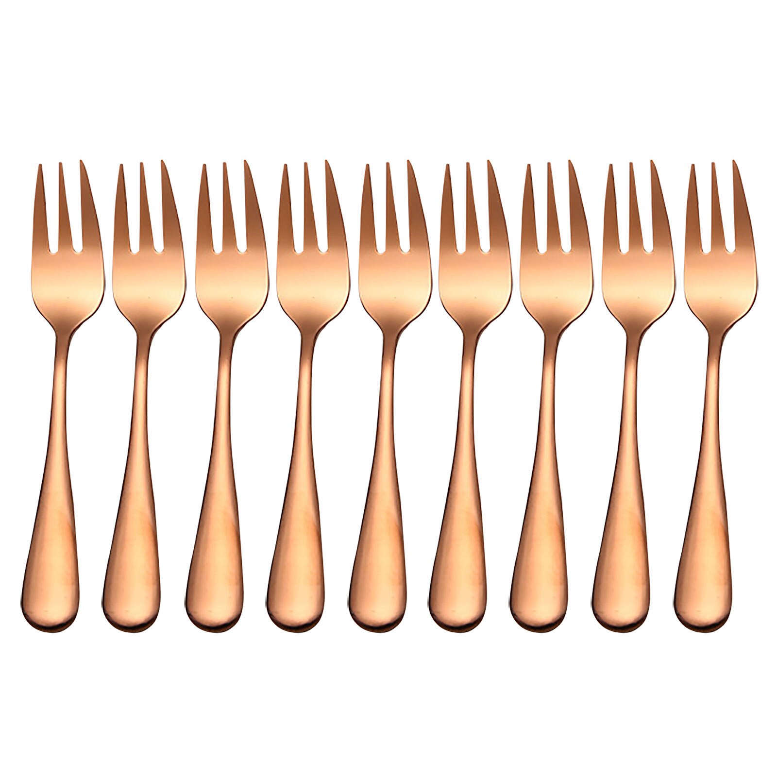 8Pc Fruit Vork Roestvrij Staal Ijs Cake Vorken Zwarte Goud Kleurrijke Thee Vork Servies Set Party Restaurant Benodigdheden: Rose Gold