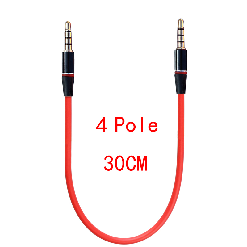Universele Ipod AUX 4-polige haakse 3,5 mm mannelijk naar mannelijk stereo audio korte kabel 20 cm 30 cm: Rood