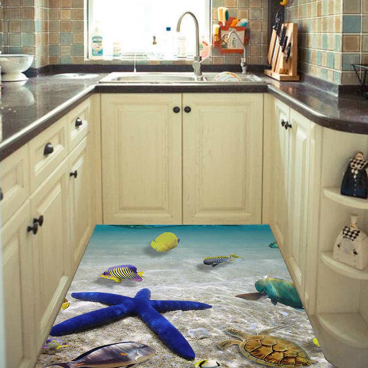 60x90cm waterproof bathroom kitchen wall sticker ocean deep water sea home decor stickers fish decorative decal mural kids room