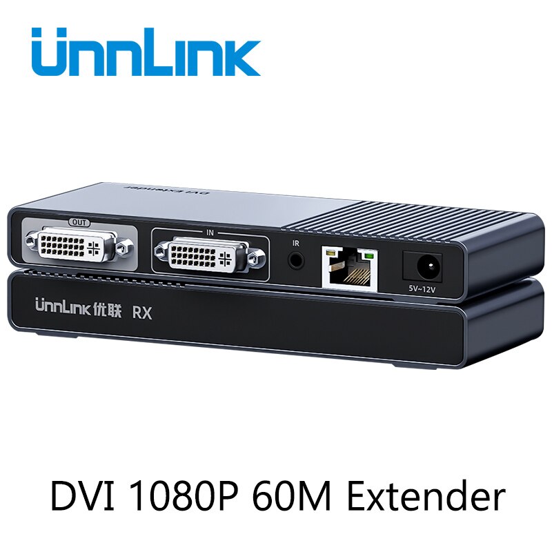 Unnlink Dvi Netwerk Extender 60 M Lan RJ45 Cat6 Ethernet Extension Fhd 1080P @ 60Hz Zender Met Dvi Uitgang ir Signaal Transmiss