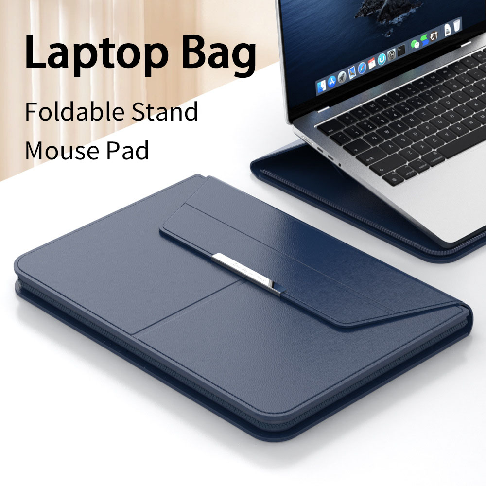 Lederen laptoptas Waterdicht Stofdicht Laptophoes met Notebook Standhouder Muismat voor 13-14 inch Macbook HP Lenovo Dell