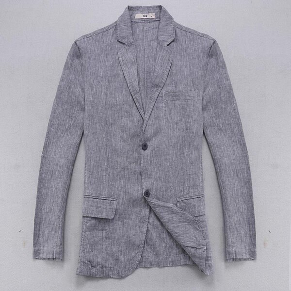 Italië brand blazer mannen linnen jas mannen casual solid jassen heren lente herfst jacket man vlas mode grote blazer masculino: gray / S