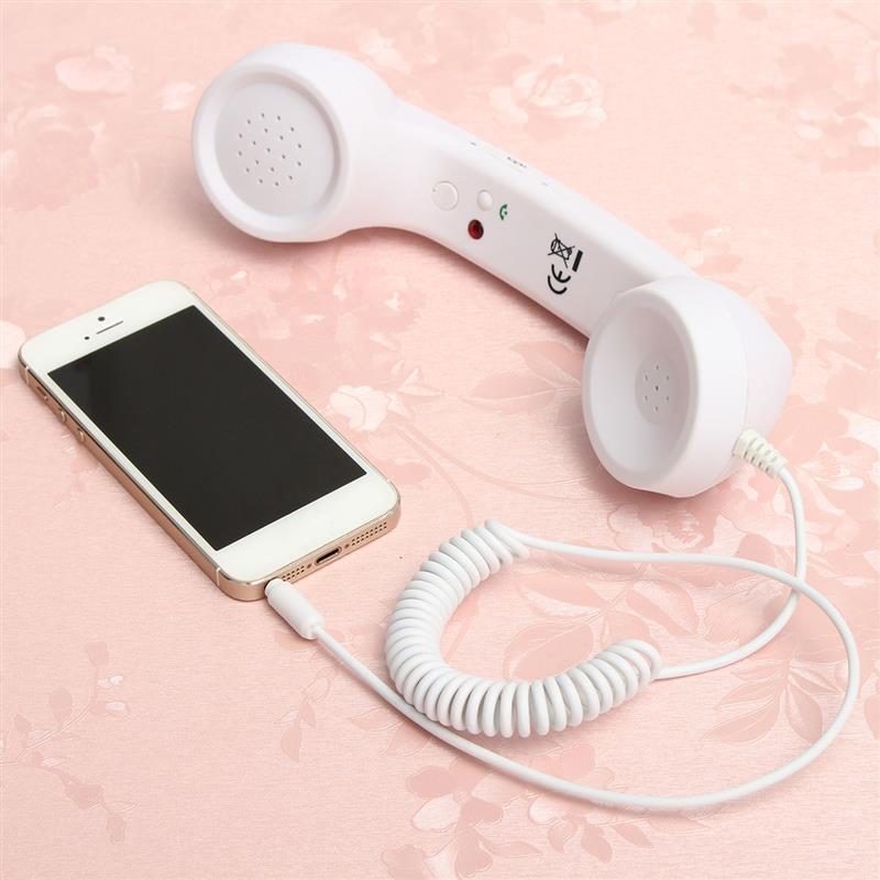 Retro 3.5mm Mobile Phone Telephone Receivers Cellphone Handset For Iphone Samsung Huawei Mini Mic Speaker Phone Call Receiver: white
