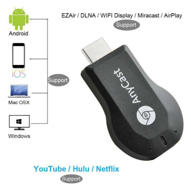 Clé tv trumsoon mirascreen, récepteur hdmi anycast, miracast, dlna, airplay 1080p, compatible avec les téléphones android et ios, compatible avec la télévision.