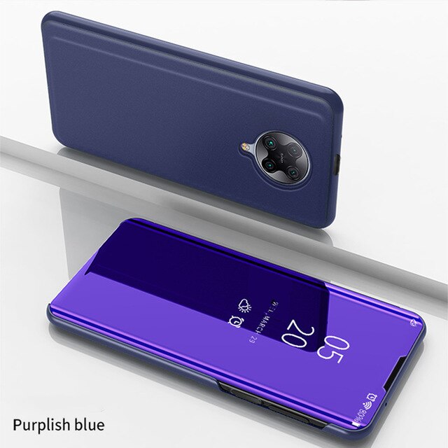 For Xiaomi Pocophone X3 NFC Case Clear Smart View PU Leather 360 Flip Stand Cover Case For Poco F2 Pro Coques Shockproof Fundas: For Poco F2 Pro / Purple Blue