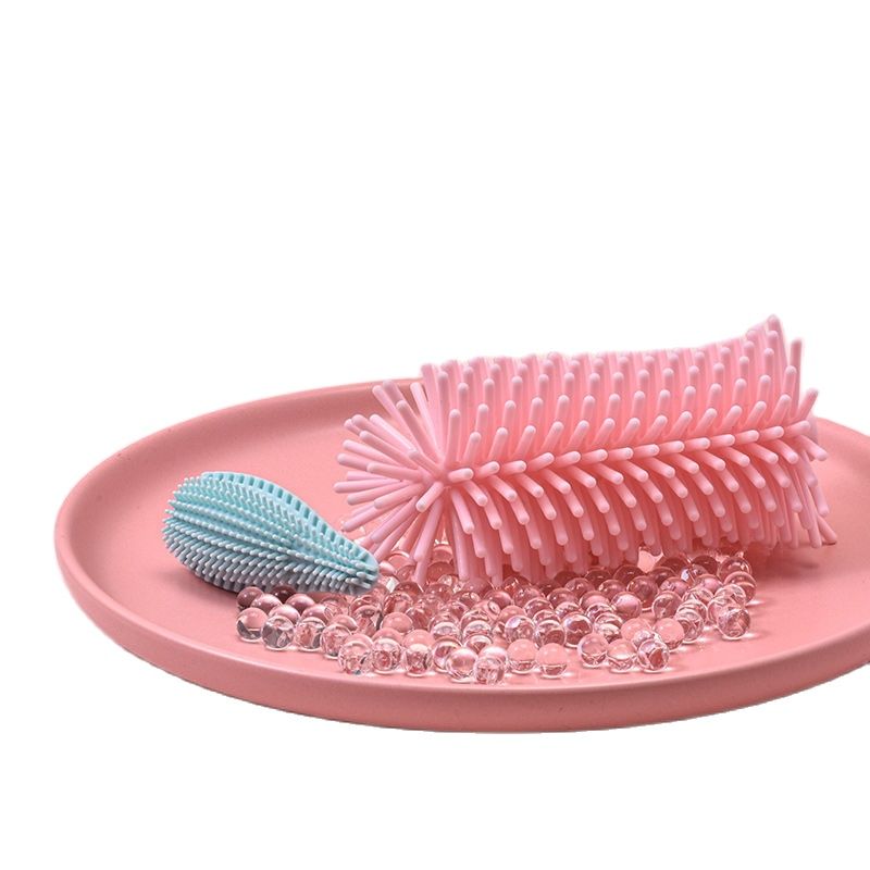 Silicone Bottle Cleaner Brush Baby Nipple Brush Bottle Brush Combination 360-degree Rotary Washing Bottle Brush Cleaning Brush