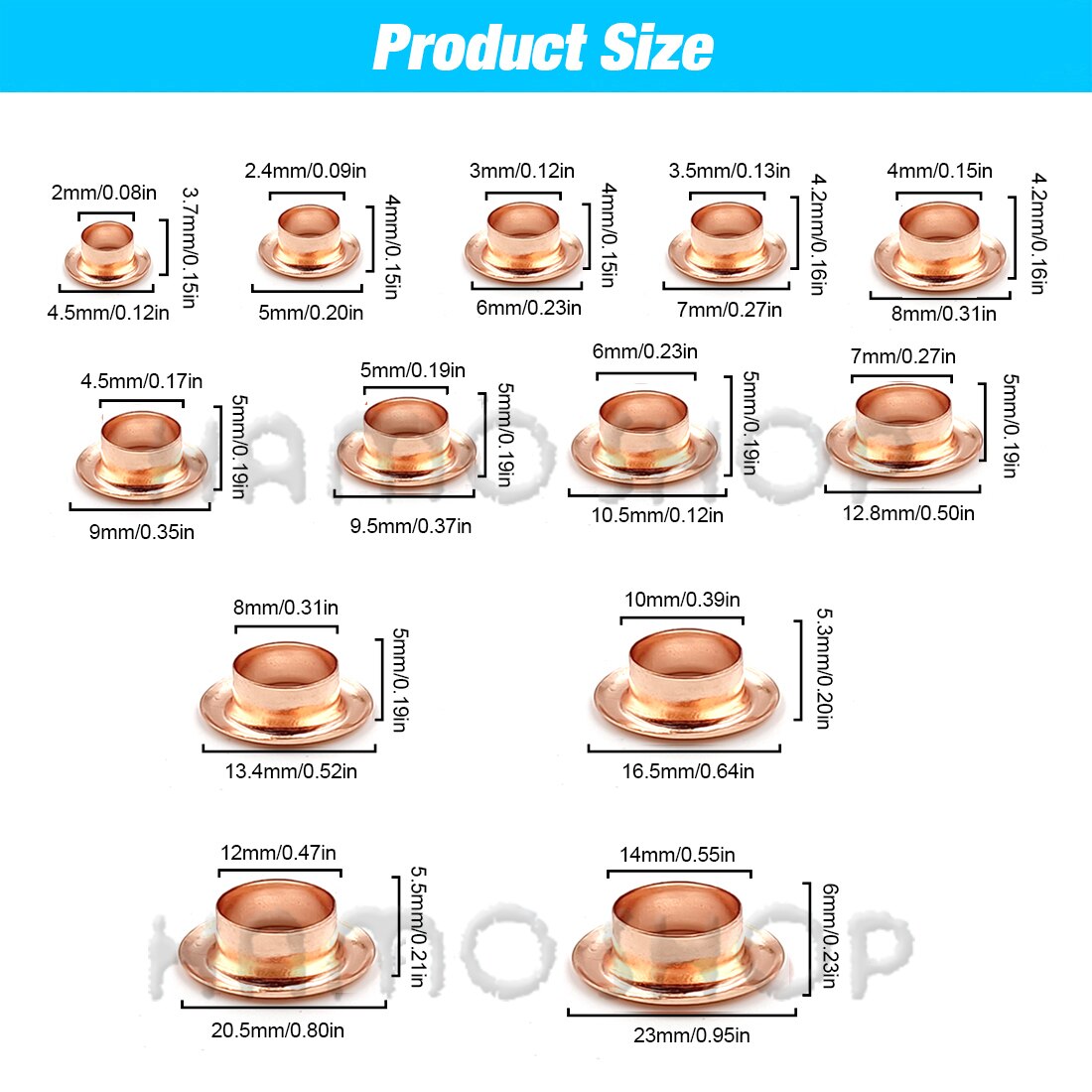 100 Uds. Ojales de Metal con agujeros de Color oro rosa con arandela para accesorios de artesanía de cuero Diy zapatos cinturón gorra bolsa etiquetas ropa