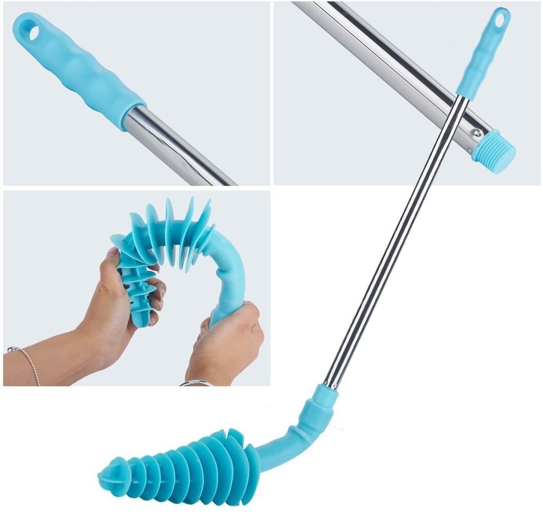 Toilet Plunger Zuiger Type Wc Klomp Remover Flexibele Rubberen Hoofd Rvs Handvat Wc Bagger Pijp Voor Verstopte Sifon