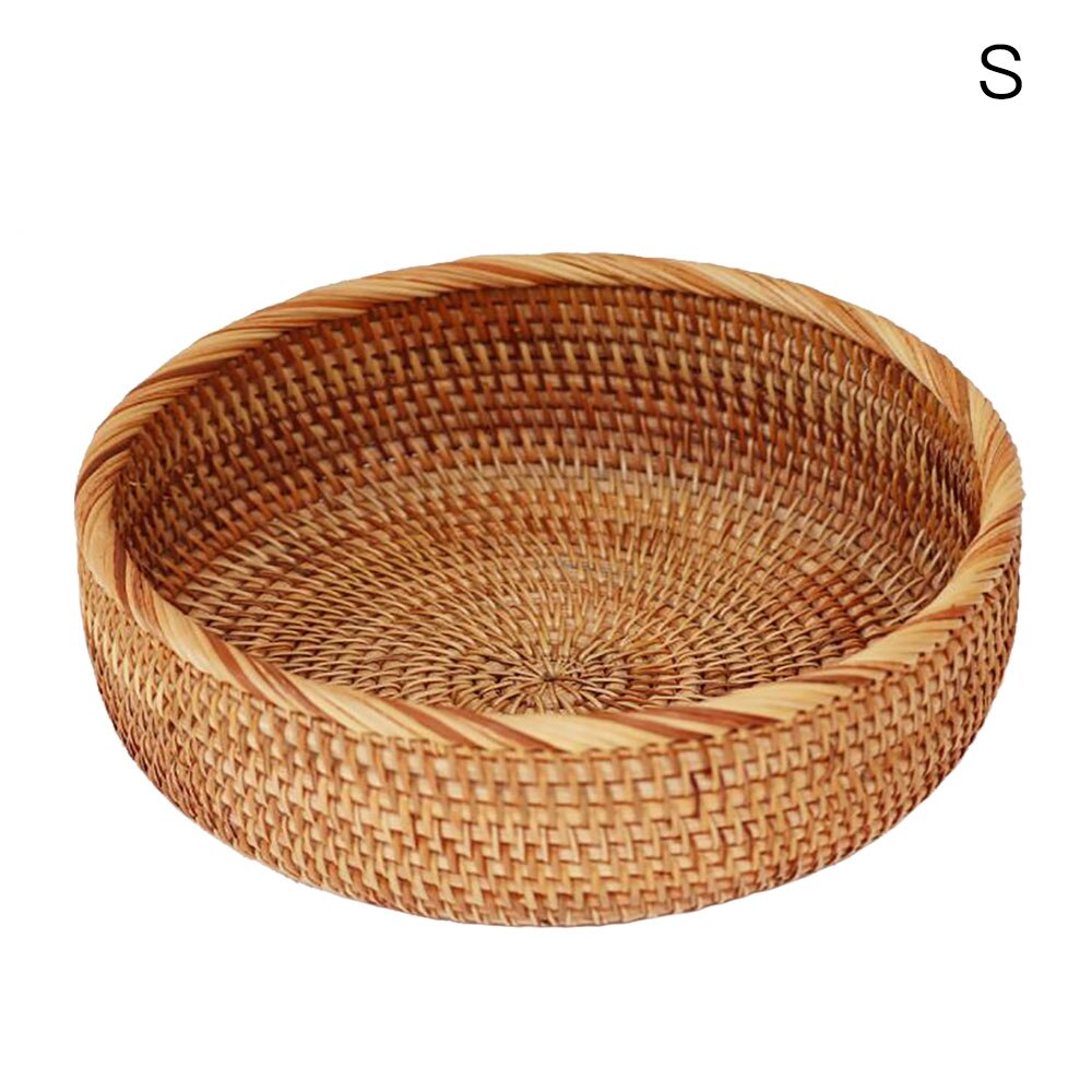 Handmade Fruit Candy Snack Wicker Organizer Willow Wicker Basket Weaving Storage Holder Dining Tray 26*11cm 23*9cm 20*7.5cm: Brown