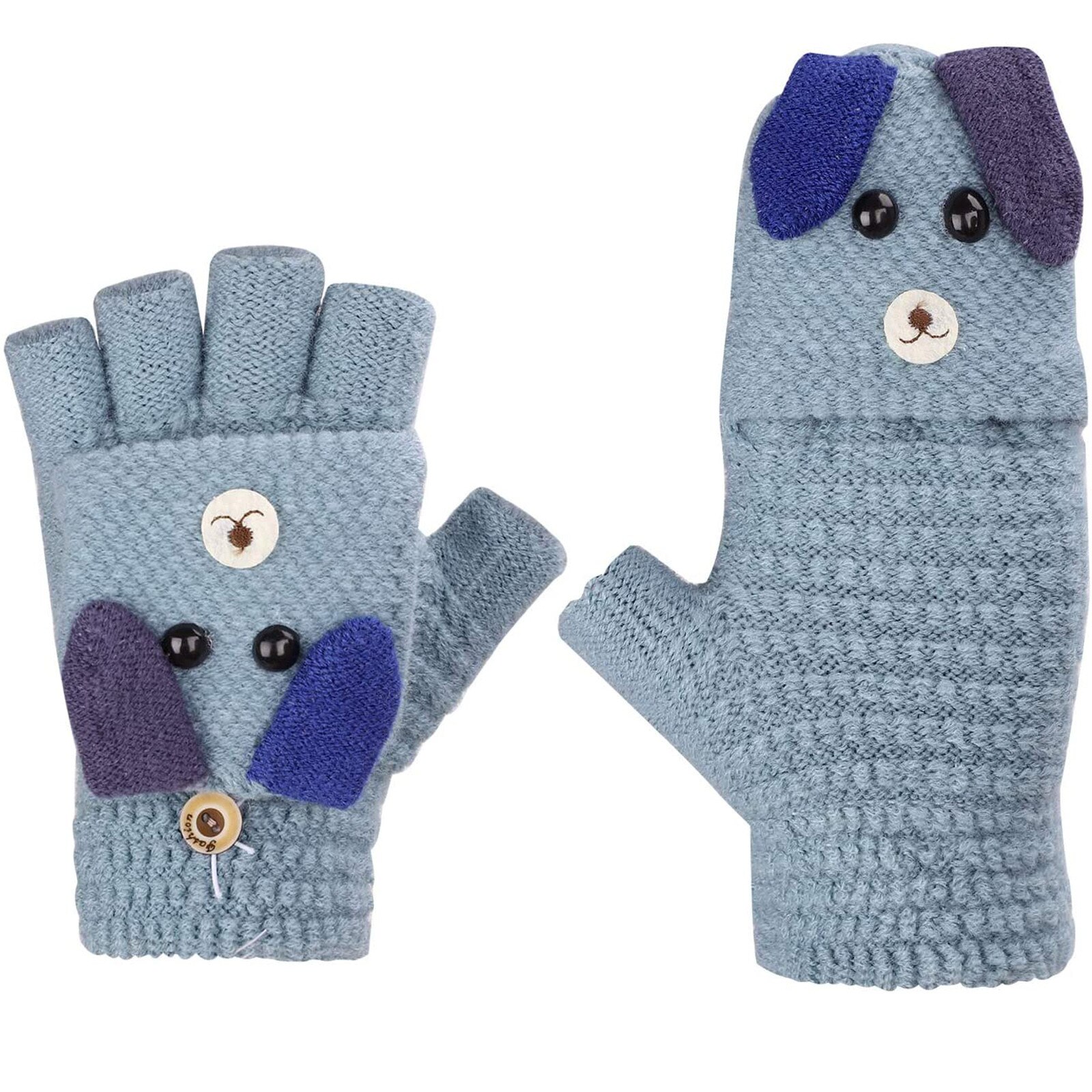 Hotest freundlicher Junge Mädchen Nette Fünf-Gefingert Samt Karikatur Jungen Mädchen Warme Gestrickte Handschuhe Handschuhe: D