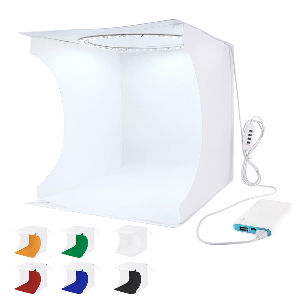 Opvouwbare Fotostudio Doos Fotograferen Tent Licht Box Mini Draagbare Vouwen Fotografie Verlichting Kit met 6 Kleuren Achtergronden