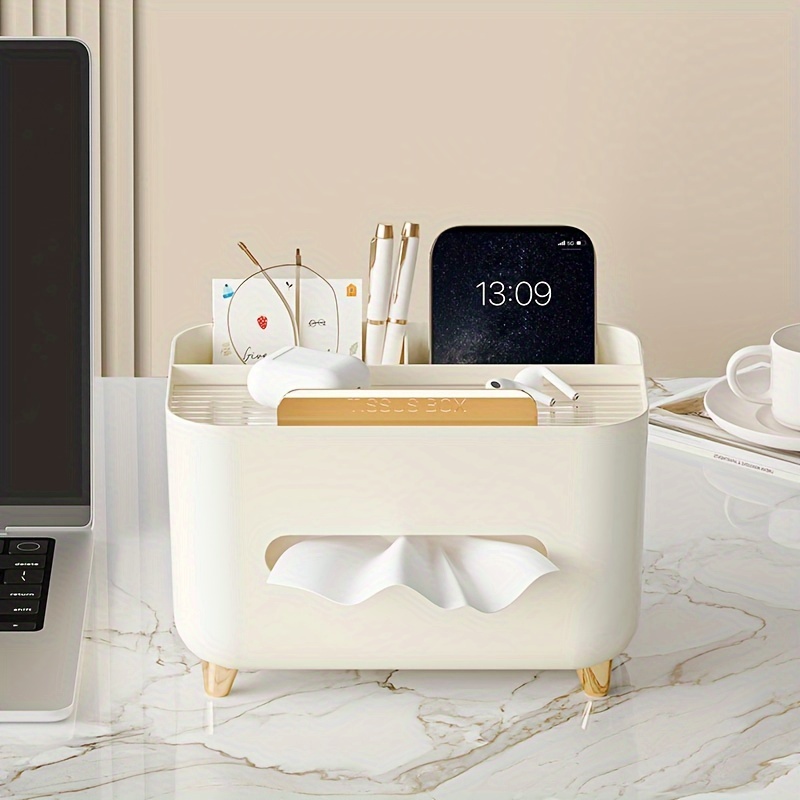 1pc, Multifunctional Desk Organizer, Tissue Boxes, Remote Control And Miscellaneous Storage Box, Car Desktop Tissue Holder