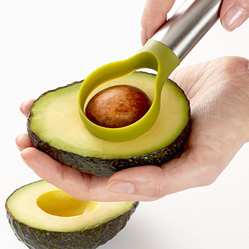 Cortador de aguacates 2 en 1 de mano mom, cortador de Mango de dos puntas, de acero inoxidable de aguacate rebanadora, cuchillo de fruta, utensilio de cocina