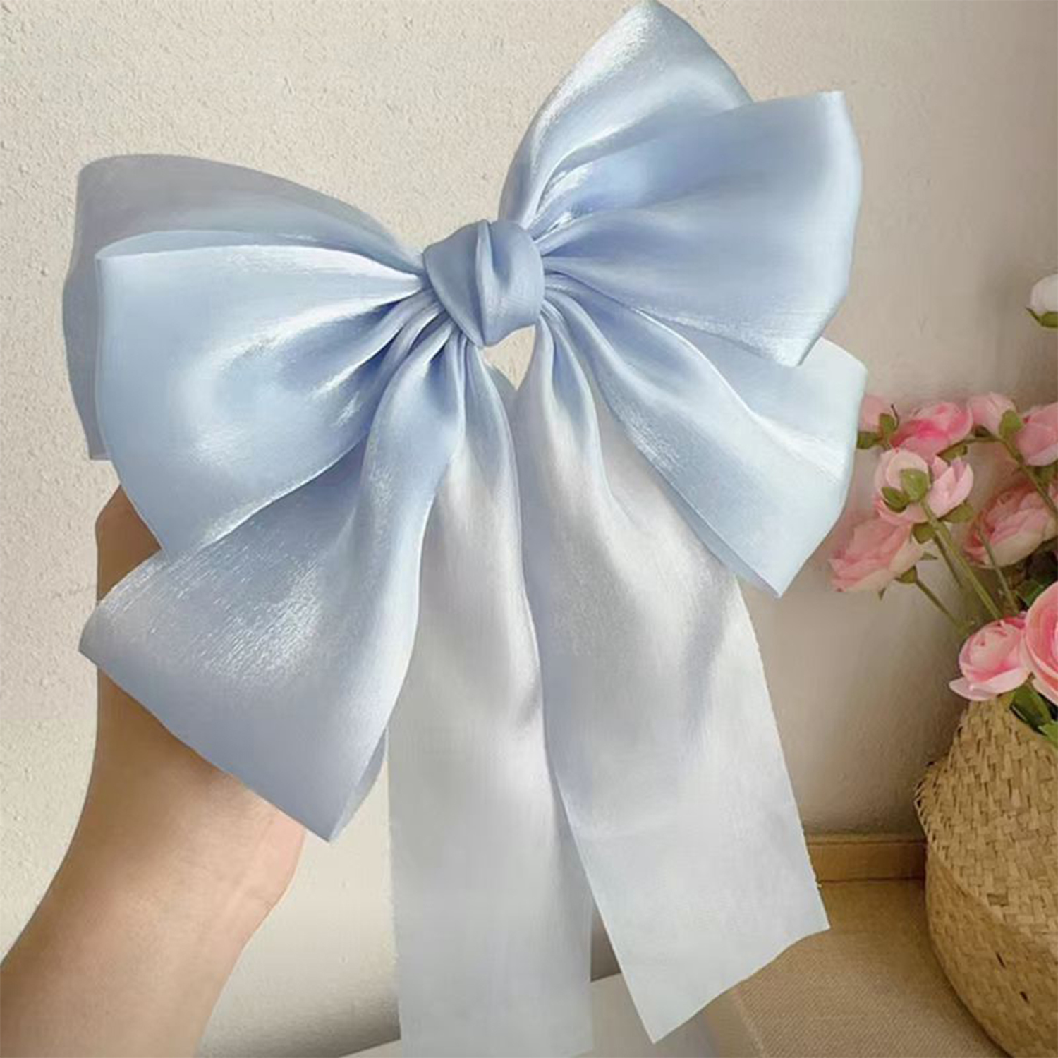 Grote lint haarboog haarspeld voor vrouwen meisjes haarspeldjes zoete paarse strik top clip mode lente clip vrouwelijke haaraccessoires