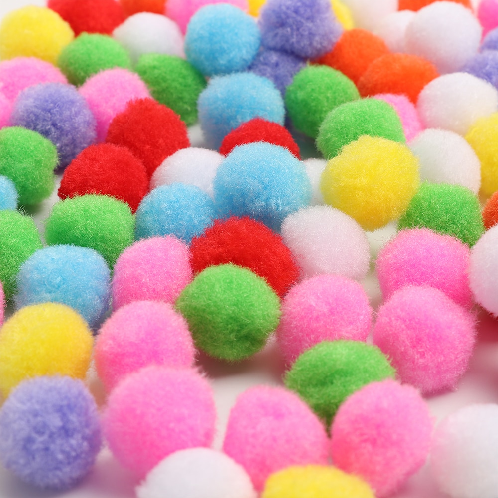 100pcs 10/15/20/25/30/40mm Cute Mini Fluffy Soft Pom Poms Pompoms Ball Kids Toys DIY Children's Handmade DIY Toys