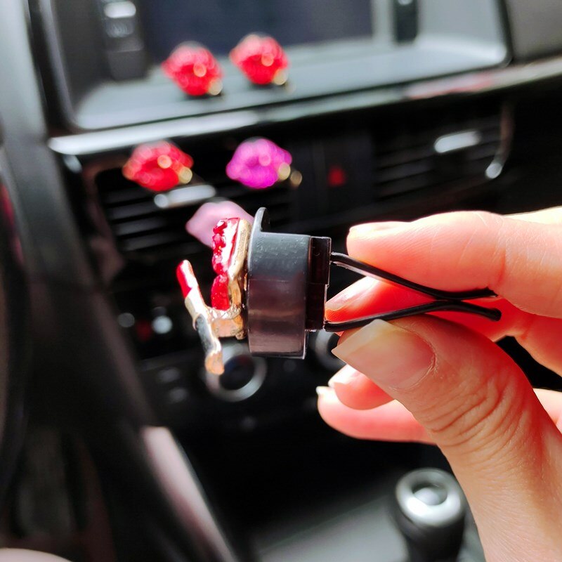 Red Diamond Lipstick Car Air Conditioner Outlet Aromatherapy Clip Red Lips Car Accessories Interior Woman Perfume Air Freshener