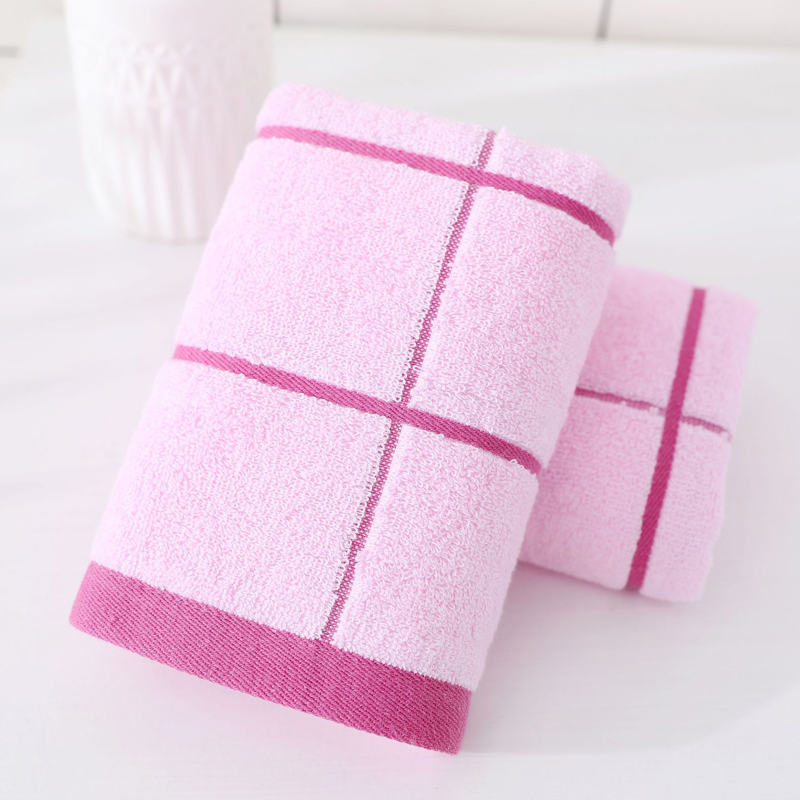Cotton Face Towel Hand Towel Pink Purple Ivory Blue Wedding Cotton Plaid Bath Towel Face Towel Kitchen Cleanning: Pink