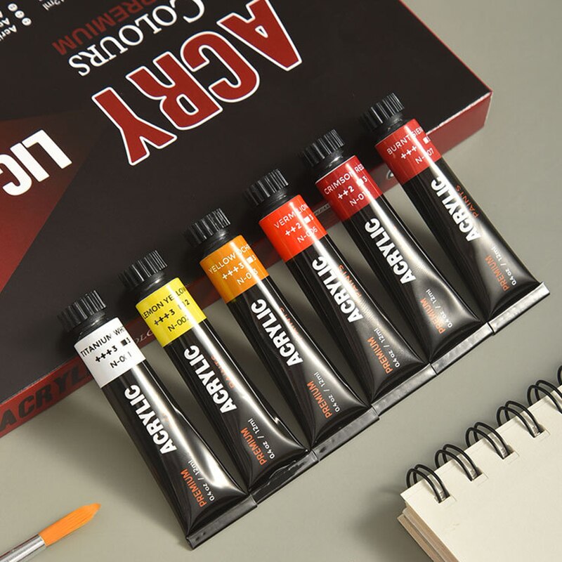 Acrylic Premium Artist Paint 12ml Tubes Set of 12/24 Acrylic Paint Set Fast