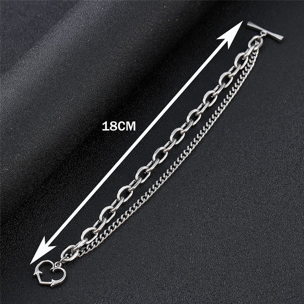 Dubbele Ketting Titanium Staal Hart Armband Mannen En Vrouwen Trend Mode Roestvrij Stalen Armband