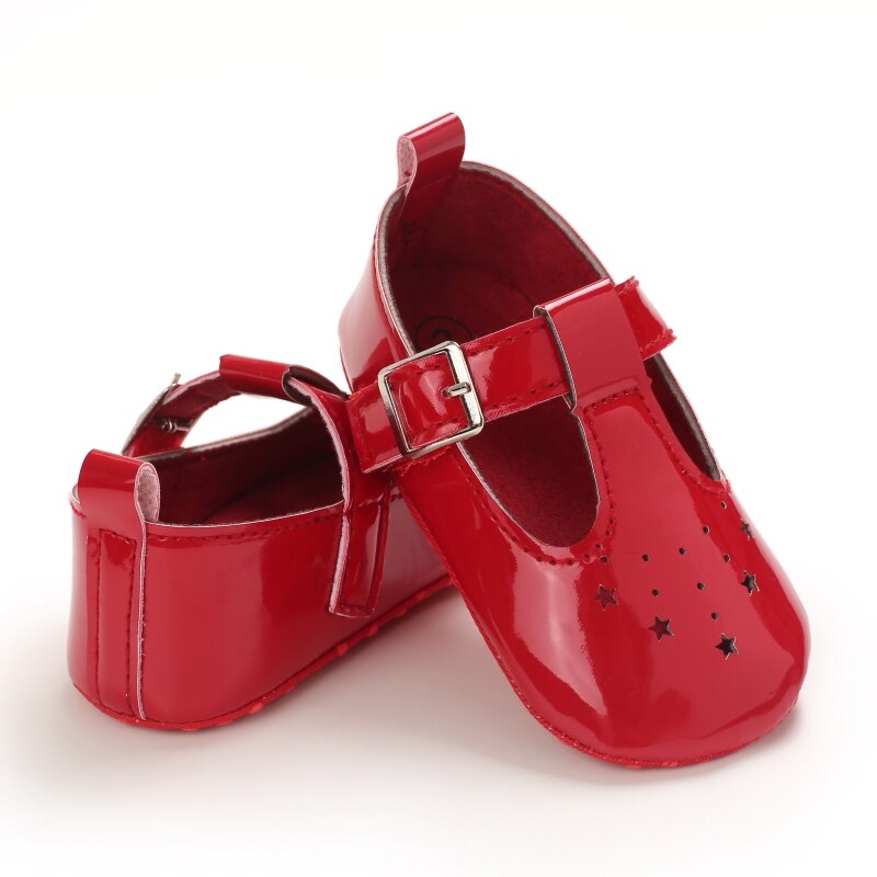 Zapatos de dibujos animados para bebés, calzado antideslizante con fondo suave de polipiel, para primeros pasos de 0 a 18 meses, primavera y otoño: Red / 0-6 meses