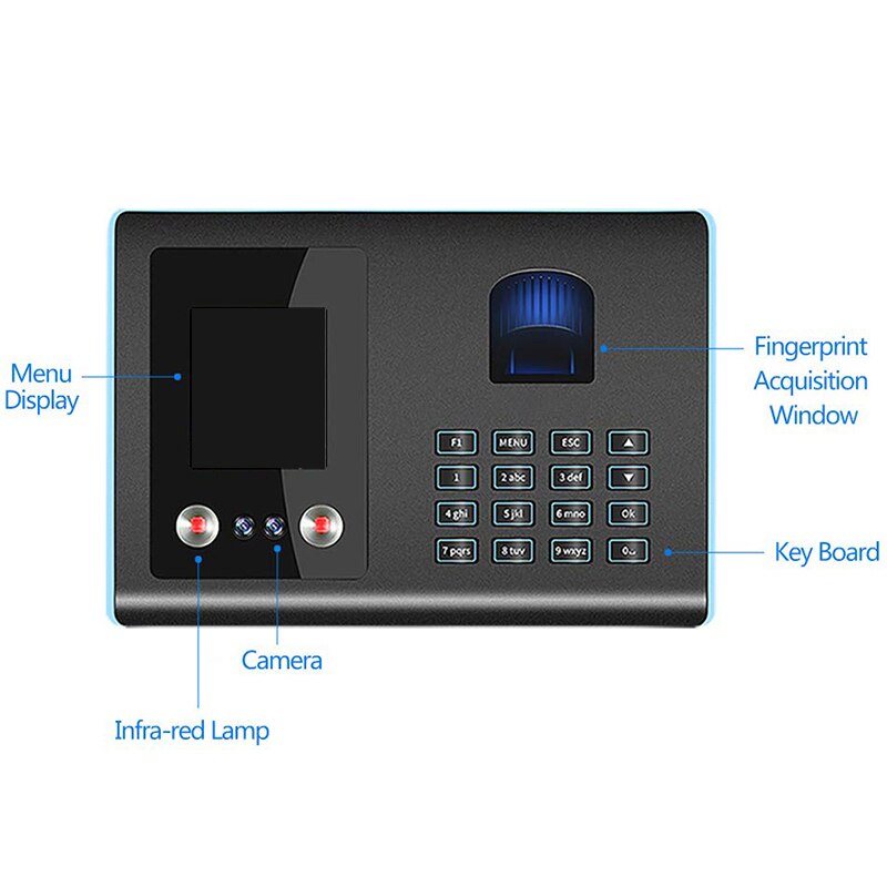 US Plug,E6 Face Recognition Attendance Machine ligent Biological Fingerprint Password Attendance Machine Employee Sign-In R