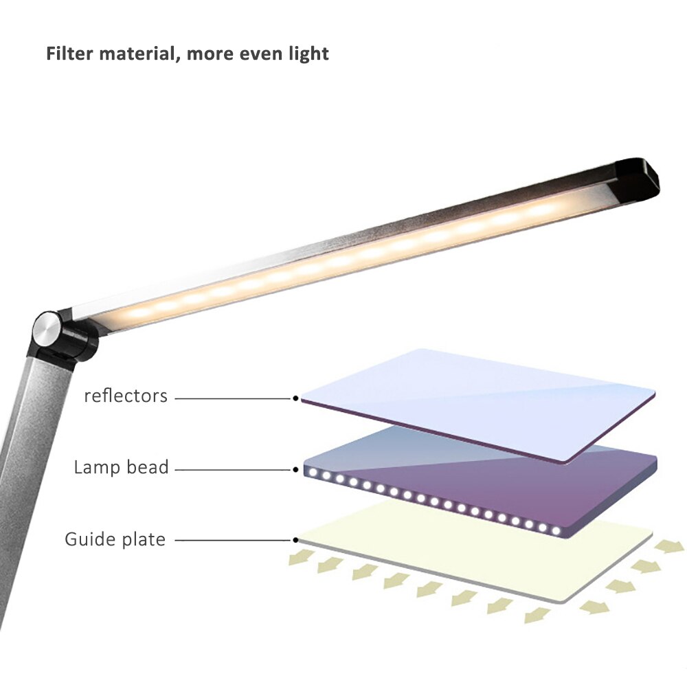 Smart Touch Sensor Bureaulamp Derde Versnelling Kleur Traploos Dimmen Lamp Vouwen Led Leeslamp Usb Voeding Boek Licht Voor kantoor