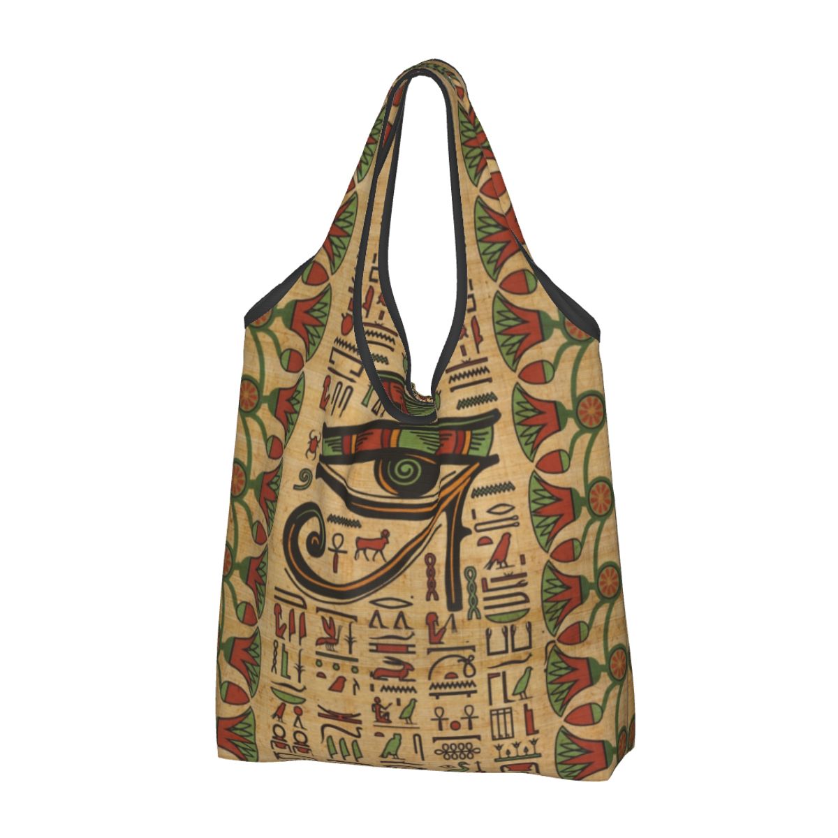 Custom Reusable Egyptian Cats And Eye Of Horus Shopping Bag Women Tote Bag Portable Ancient Egypt Groceries Shopper Bags