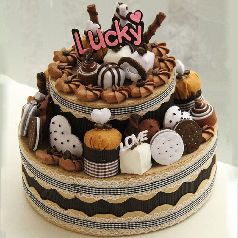 Cute Storage Boxes Needle Felt Cake Styles of Boxes Handmade Craft Kits Sweet Double Layer Cake DIY Craft Special For Kids