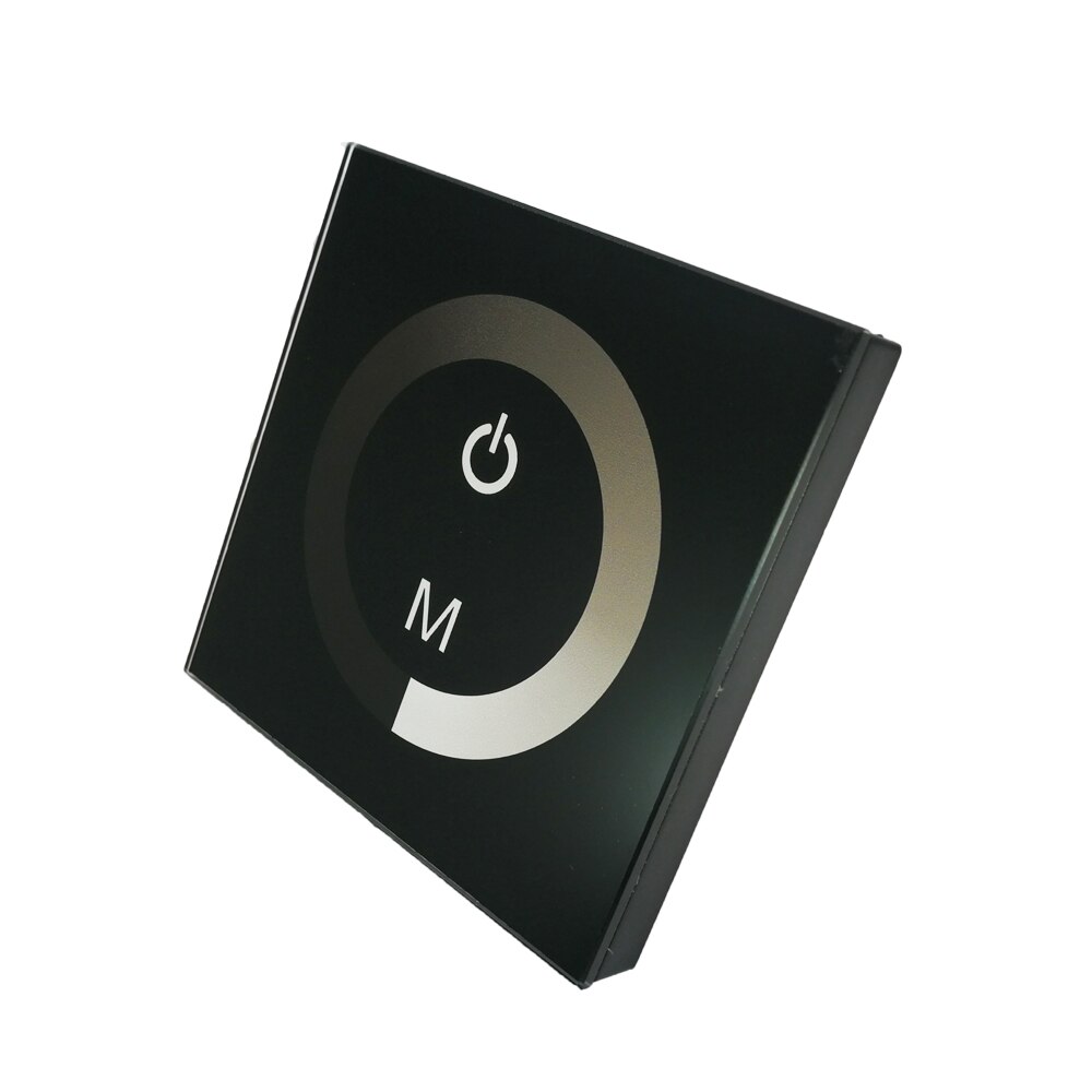 Touch Panel Muur Mount Led Strip Dimmer 12V 24V Ingang 4a 2 Kanaals Output 5050 3528 Enkele Kleur Touchable Glas 86 Type: Black