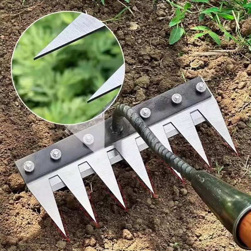 Garden Weeding Tool Multi-purpose Removable Spike Rake Tilling Tool Hoe Agricultural Household Weeding Rake Farm Tool No Handle