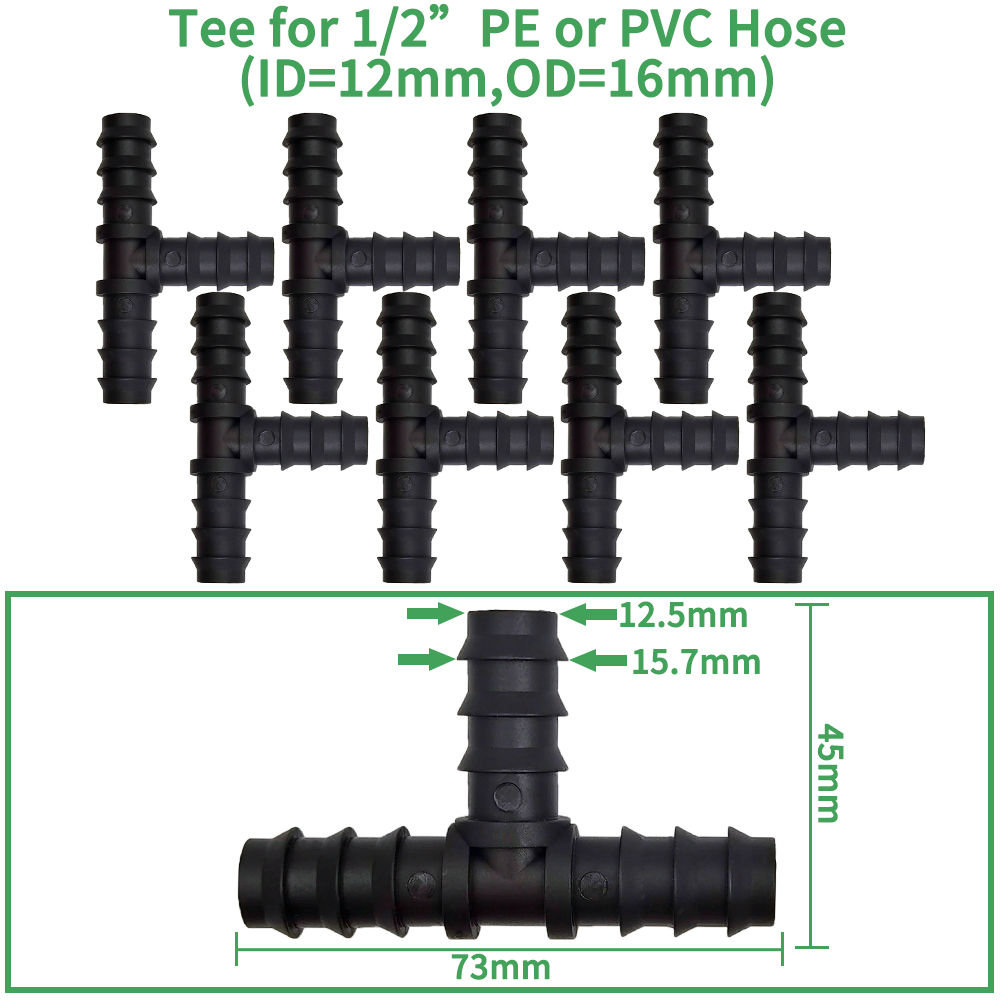 1/2" 3/4" Male Female Thread Connector To Barb 16mm 20mm 25mm PE Hose Adapter Tee Elbow Garden Irrigation Drip Watering System