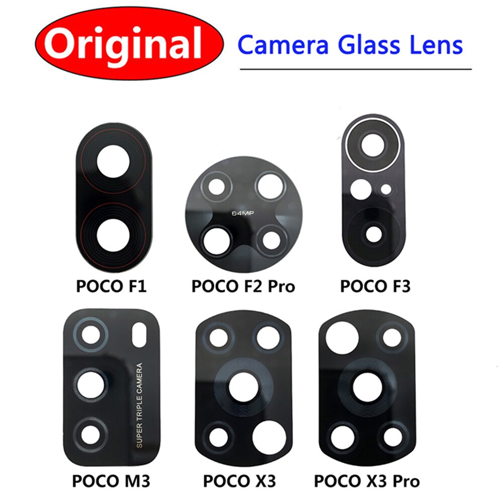 5pcs/lot Original Glass Lens For Xiaomi Pocophone F1 Back Camera Glass Lens For F2 Pro Poco F3 Poco X3 Pro Poco M3 atacado