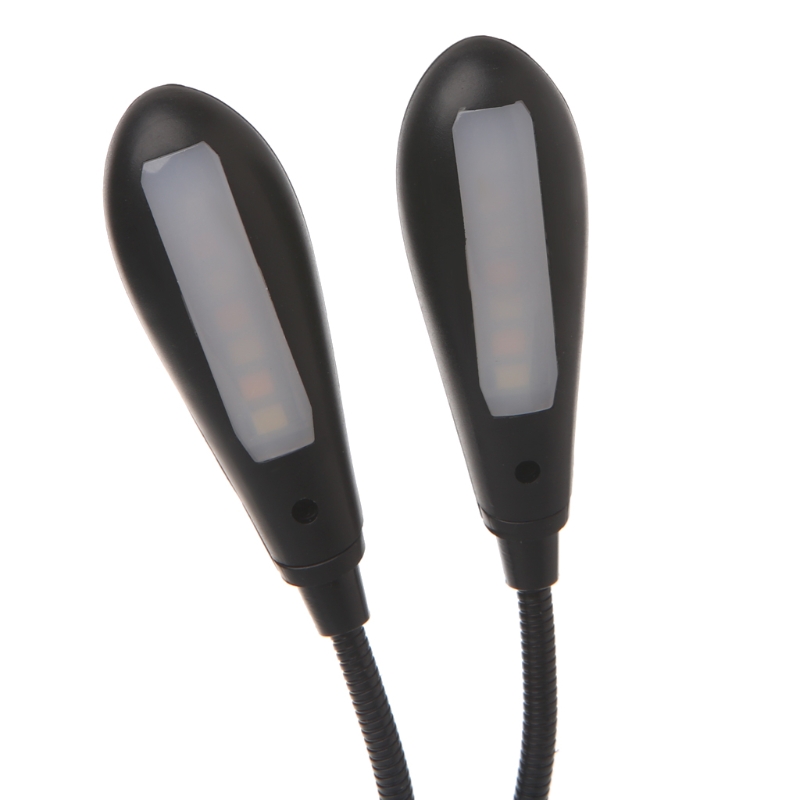2 Dubbele Flexibele Armen 4 Led Clip-On Lichtlamp Voor Pianomuziek Stand Book Ea