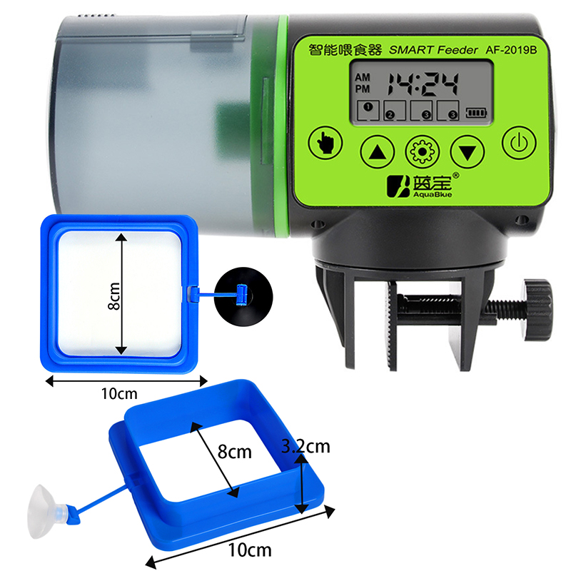 Cool automatisk fiskefoderautomat digital akvarium akvarium elektrisk plastik timer foderautomat madfodringsautomat værktøj fiskefoder: Kombination 2
