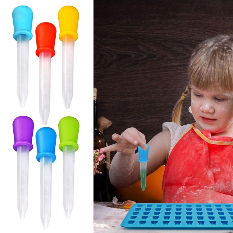 6 stk flydende droppere, silikone og plastpipetter overfører pipette med pærespids til slikolie køkken børnegummi