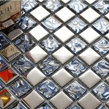 Electroplated Silver Blue Glass Mosaic Tiles CGMT1908 Bathroom Kitchen Wall Tile Backsplash