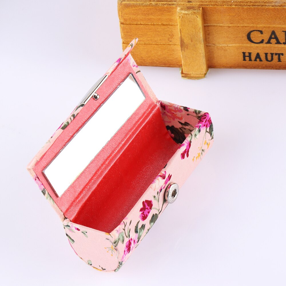 Frauen Lippenstift fallen retro Gestickte Blume Entwürfe Mit Spiegel Verpackung Lippe Glanz Kasten Schmuck Verpackung Lagerung Kasten