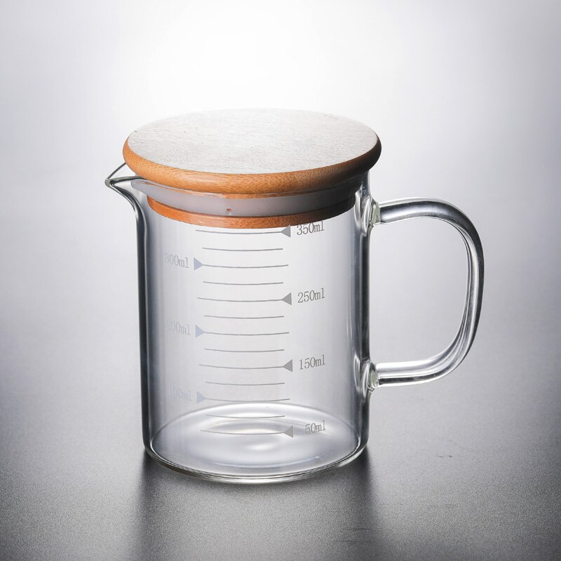 250ml-500ml Glass Transparent Measuring Cup Cooking Tools Container Measuring Cup Measuring Liquid Bakeware Kitchen Accessories: 350 ML with lid