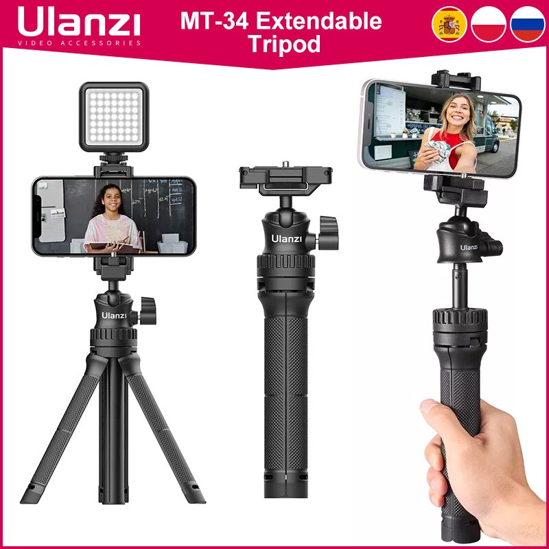 Ulanzi MT-34 przedłużyć statyw 360 regulowany Ballhead 2 w 1 uchwyt telefonu uchwyt Smartphone DSLR SLR statyw dla iPhone 12 zawodowiec Max 11