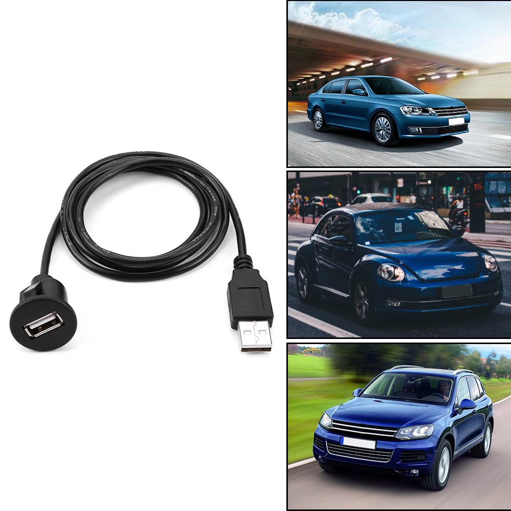 Car Dashboard Flush Dash Board Mount USB A Male to Female Socket Port Extension Panel Mount Cable Line for Car Boat Motorcycle