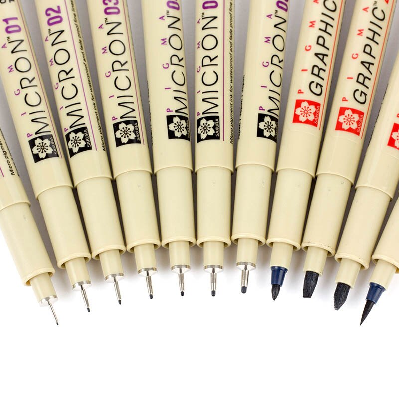1 kpl pigmentti pigma micron muste tussi kynä 0.05 0.1 0.2 0.3 0.4 0.5 0.6 0.8 eri kärki musta fineliner luonnostelu taidetussi